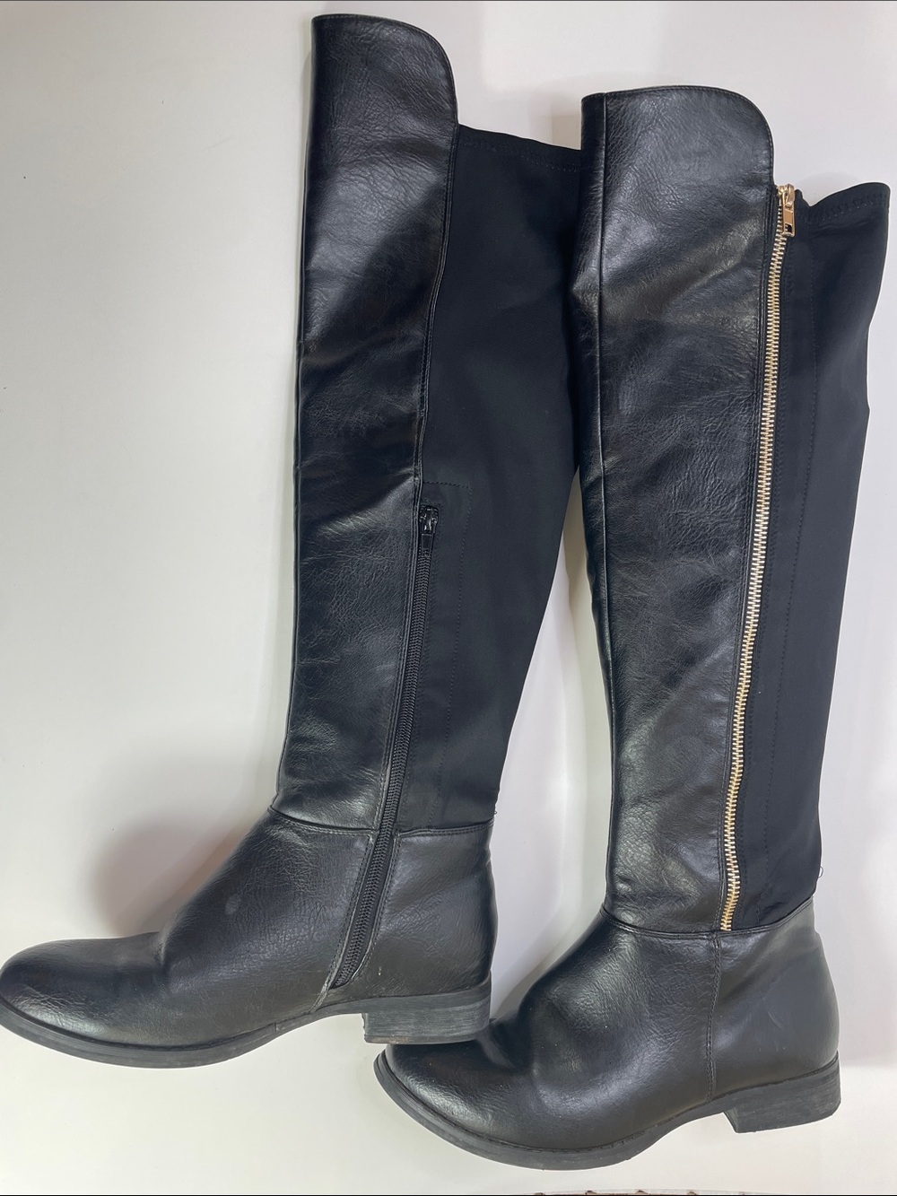 Alfred Sung Black Women's Tall Riding Boots with Side Zip Size7